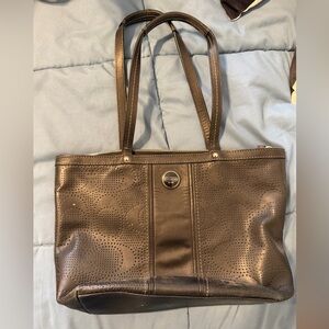 Coach Black Perforated Leather Tote